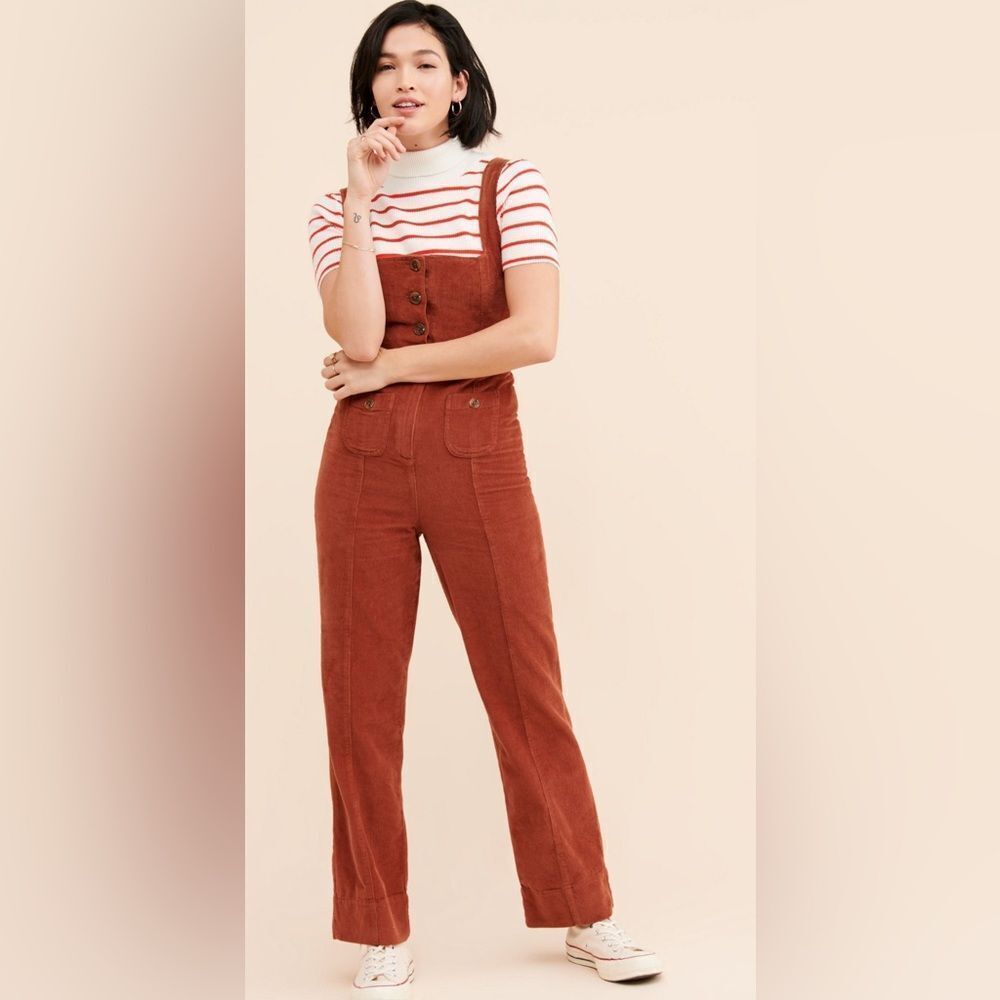 Urban Outfitters Rust Corduroy Button-Front Overalls